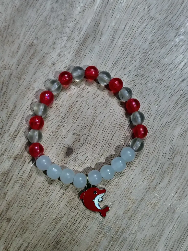 Matt white and red charm bracelet