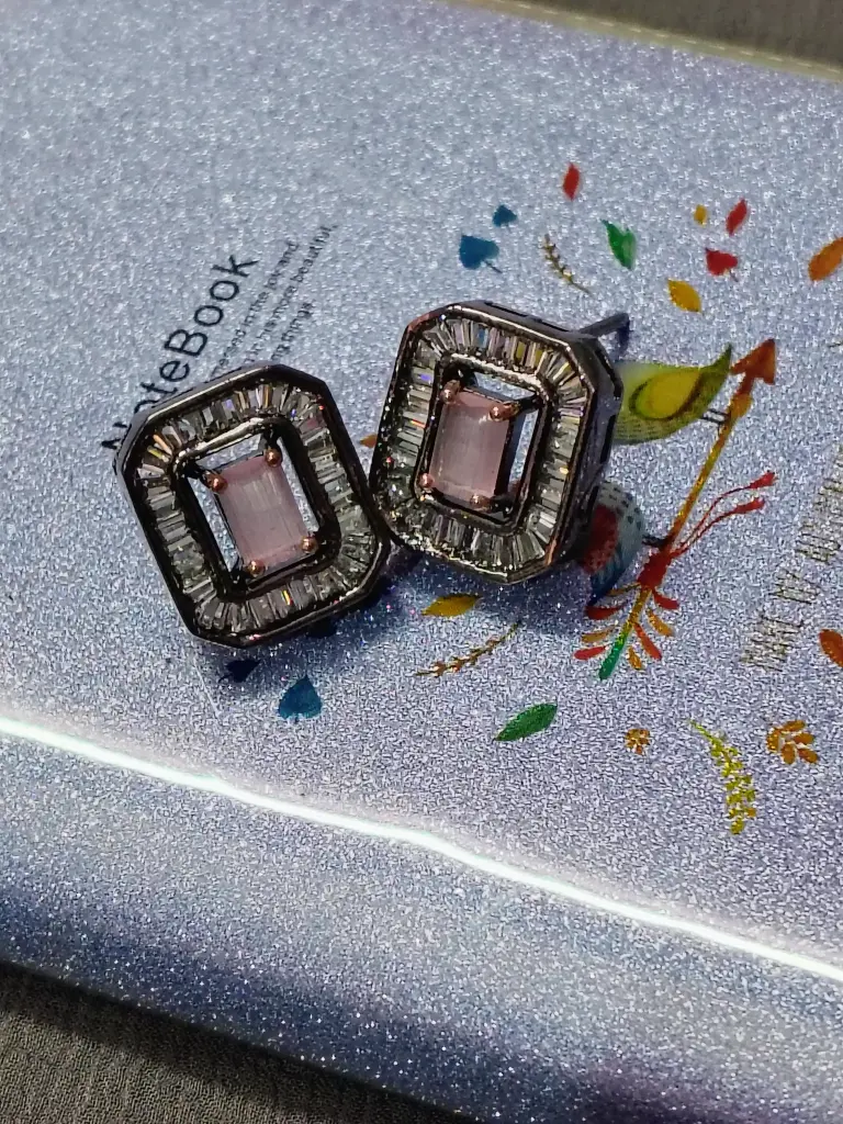 Peach colour American diamond studs
