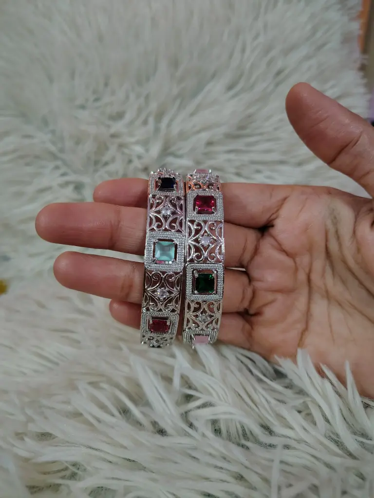 Multi colour American diamond bangles size (2-8)