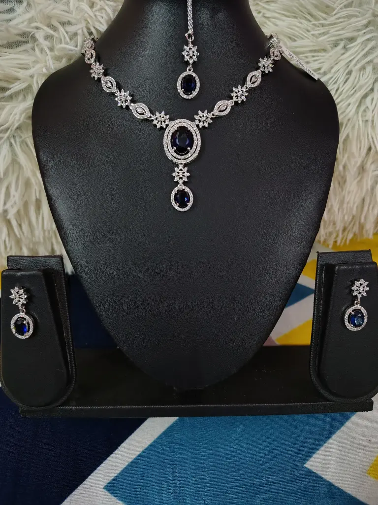 Blue colour American diamond jewellery