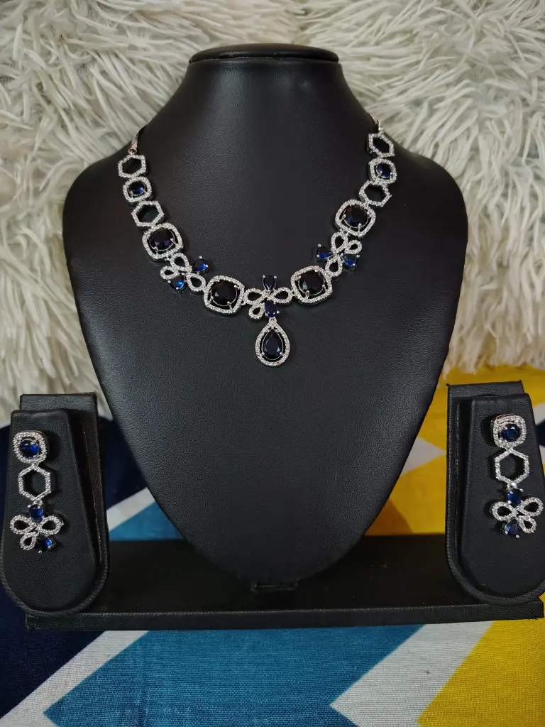 Blue colour American diamond jewellery