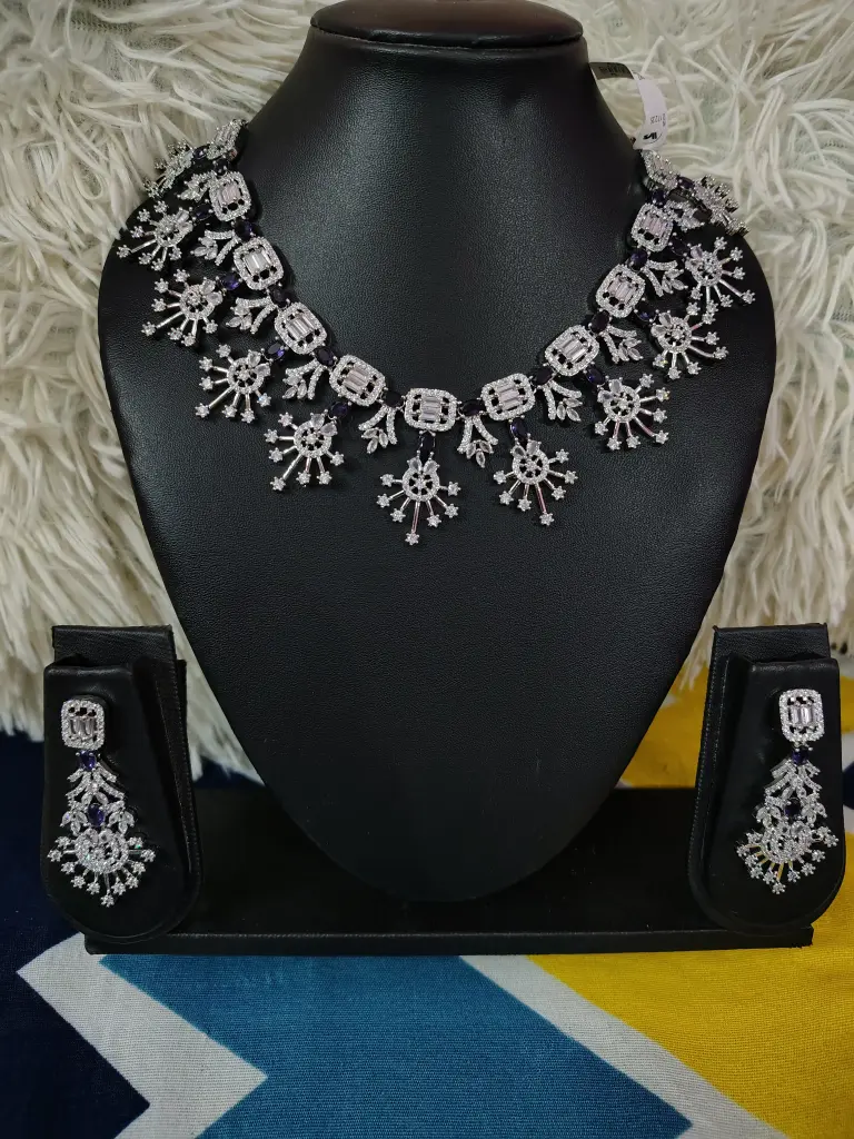 Purple colour American diamond jewellery