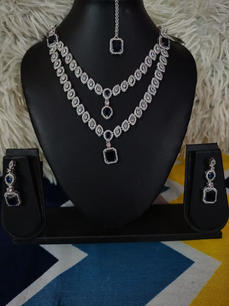 White and blue colour American diamond jewellery