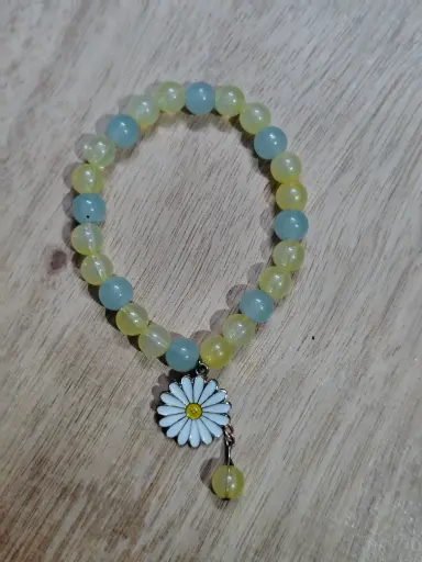 Blue and yellow colour charm bracelet