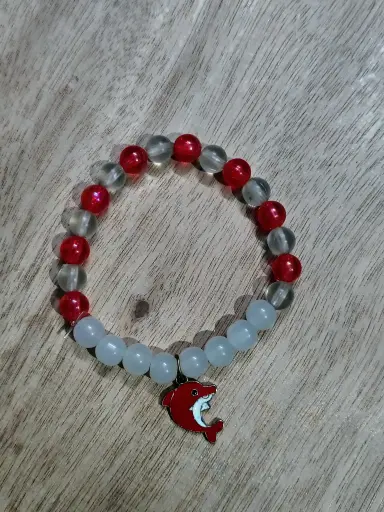 Matt white and red charm bracelet