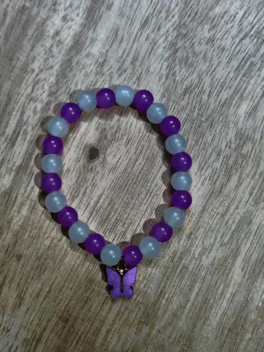 White and purple charm bracelet