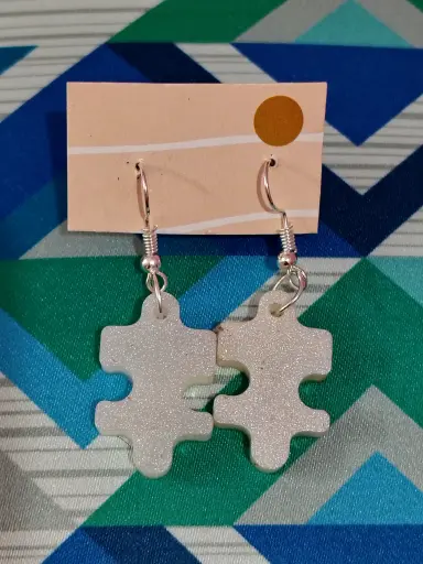 Puzzle shape resin earrings