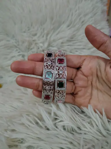 Multi colour American diamond bangles size (2-8)