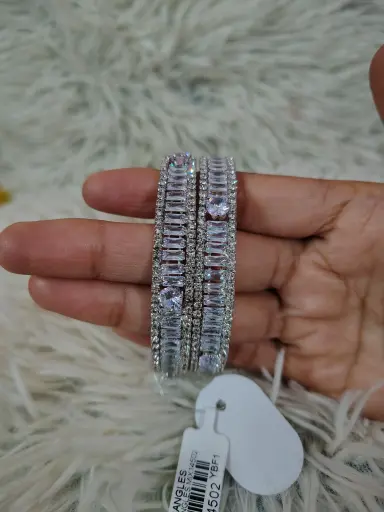 White colour American diamond bangles size (2-8)