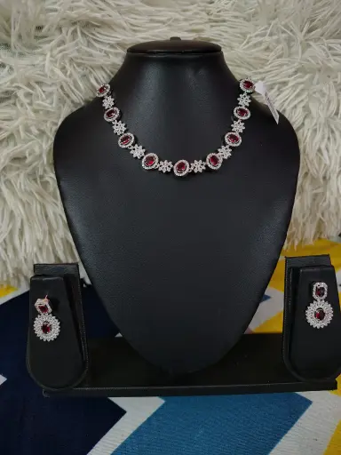 Red colour American diamond jewellery