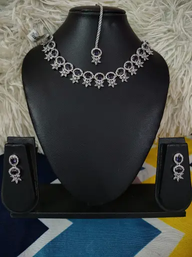 Violet colour American diamond jewellery