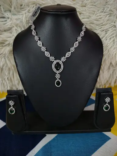Green colour American diamond jewellery