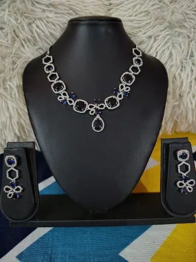 Blue colour American diamond jewellery