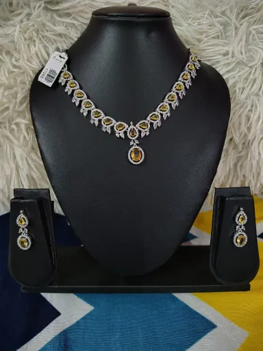 Yellow colour American diamond jewellery